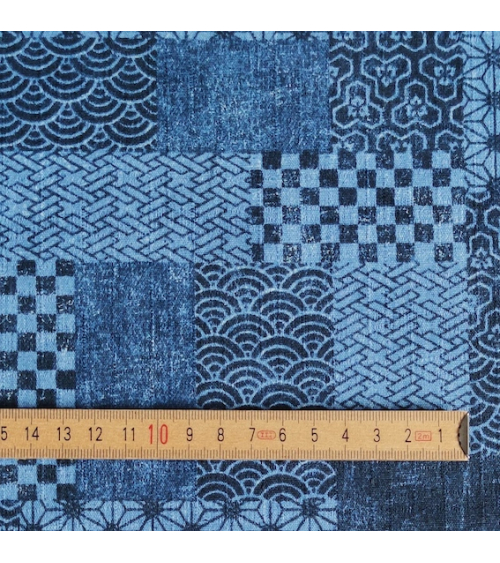 Tela de dobby japonés "wagara patchwork denim".