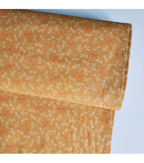 Japanese 'Tonbo' cotton fabric in mustard yellow