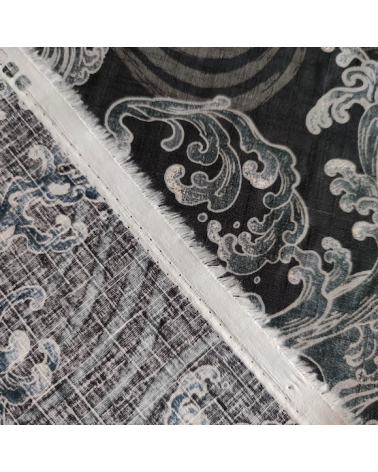 Japanese dobby fabric 'nami' (waves) in black.