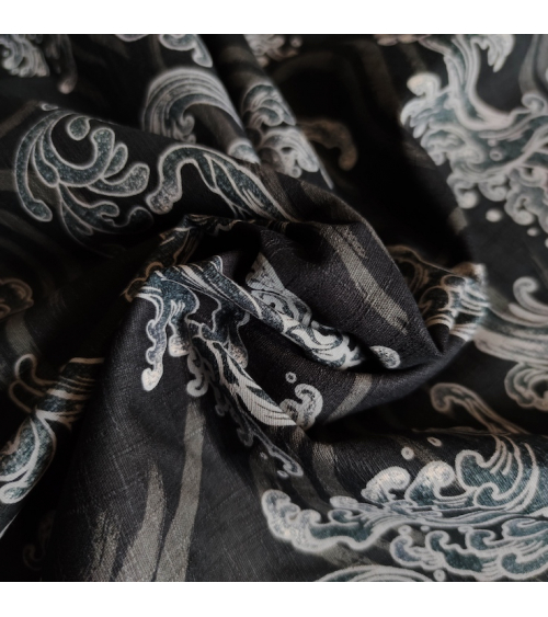 Japanese dobby fabric 'nami' (waves) in black.