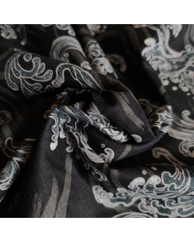Japanese dobby fabric 'nami' (waves) in black.