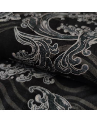 Japanese dobby fabric 'nami' (waves) in black.