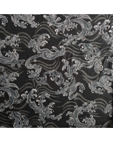 Japanese dobby fabric 'nami' (waves) in black.