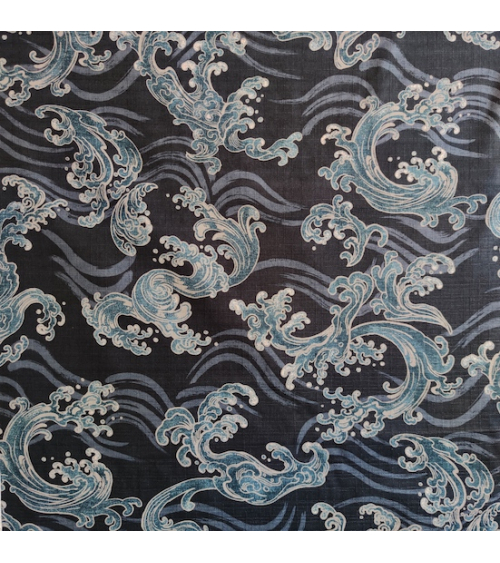 Tela de dobby japonés "nami" (olas) en azules.