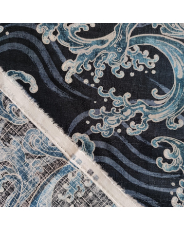 Japanese dobby fabric 'nami' (waves) in navy blue.