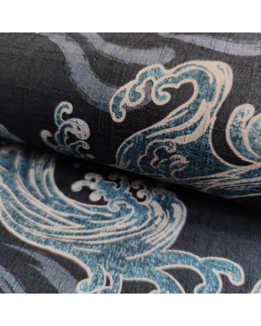 Tela de dobby japonés "nami" (olas) en azules.