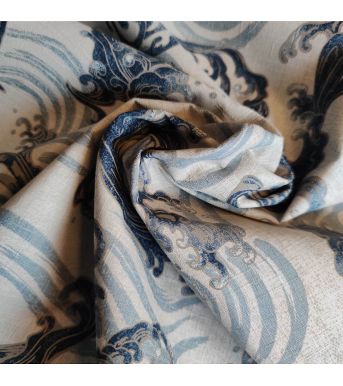 Japanese dobby fabric 'nami' (waves) in ivory.