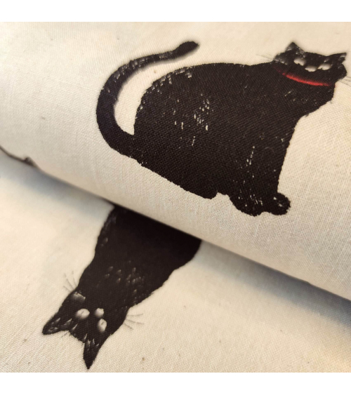 Japanese Fabric 'Cats' over natural white background.