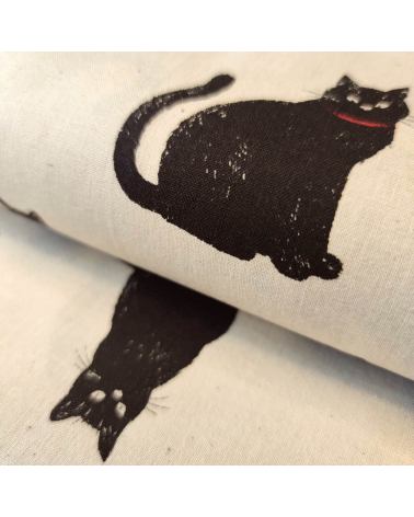 Japanese Fabric 'Cats' over natural white background.