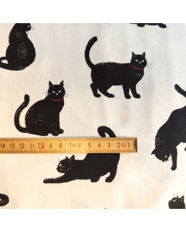 Japanese Fabric 'Cats' over natural white background.