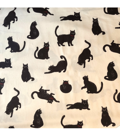 Japanese Fabric 'Cats' over natural white background.
