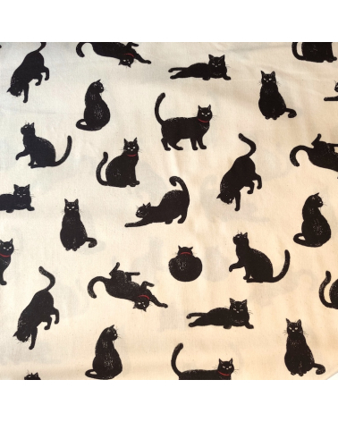 Japanese Fabric 'Cats' over natural white background.
