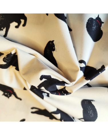 Japanese Fabric 'Cats' over natural white background.