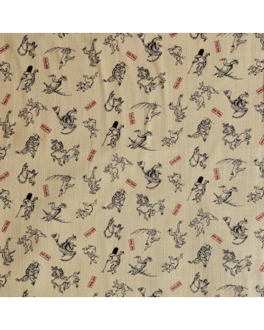 Tela japonesa Rustic feel "Choju-giga" con fondo arena.