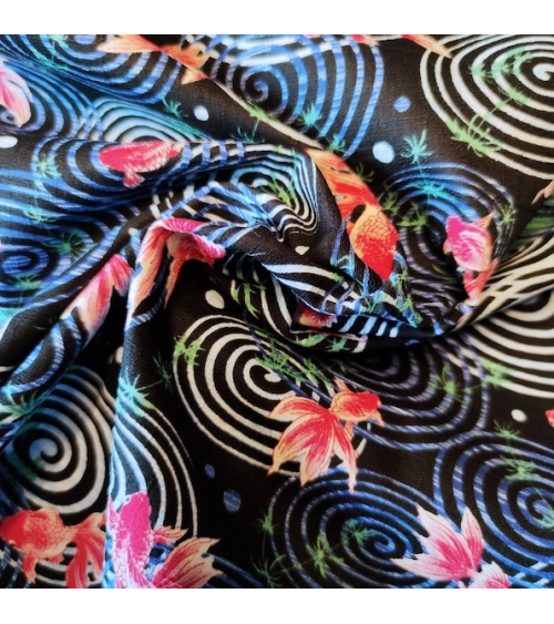 Japanese dobby fabric 'Kingyo' (goldfish) in black.