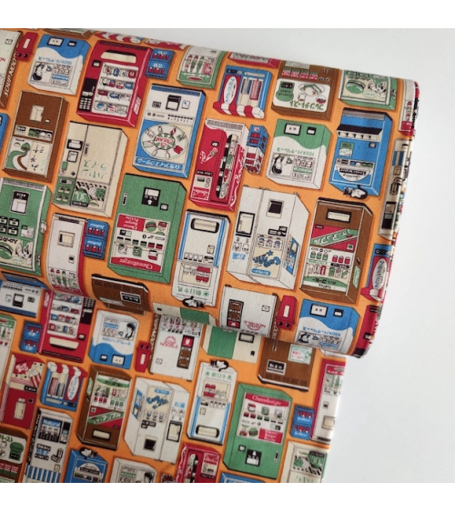 Japanese Oxford fabric "Vending machines" in orange.