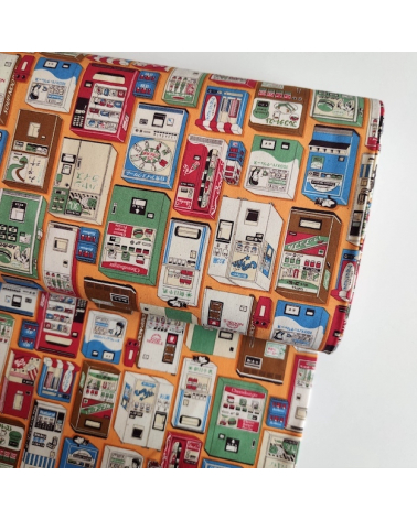 Japanese Oxford fabric "Vending machines" in orange.