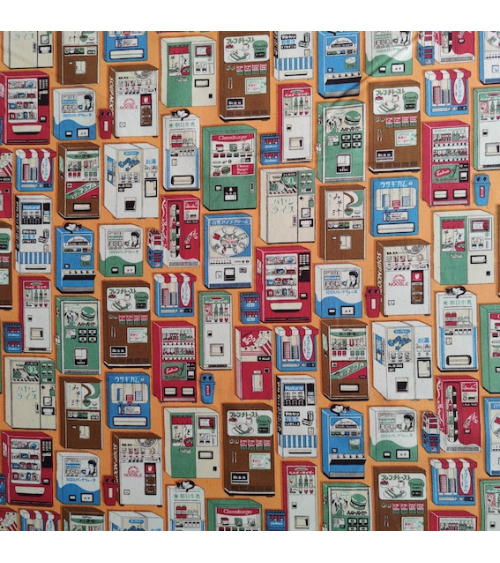Japanese Oxford fabric "Vending machines" in orange.
