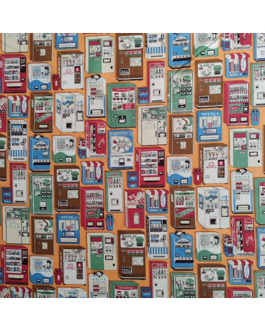 Japanese Oxford fabric "Vending machines" in orange.