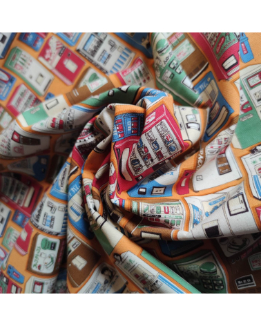 Japanese Oxford fabric "Vending machines" in orange.