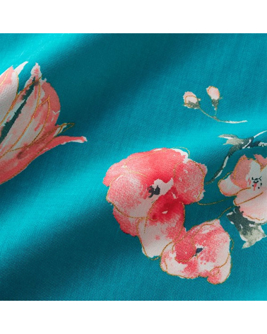 'New Morning' cotton-silk NANI IRO fabric in caribbean blue