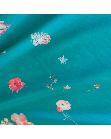 'New Morning' cotton-silk NANI IRO fabric in caribbean blue