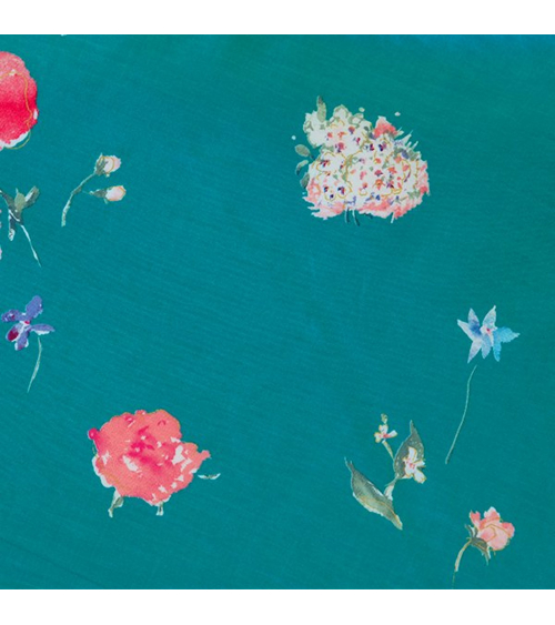 'New Morning' cotton-silk NANI IRO fabric in caribbean blue