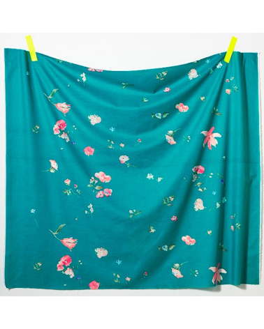'New Morning' cotton-silk NANI IRO fabric in caribbean blue