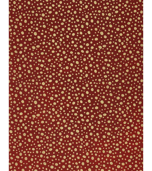 Papel Chiogami puntos dorados sobre fondo rojo.