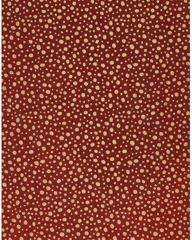 Papel Chiogami puntos dorados sobre fondo rojo.