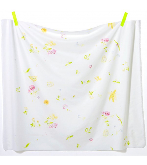 'New Morning' cotton-silk NANI IRO fabric in luminous white