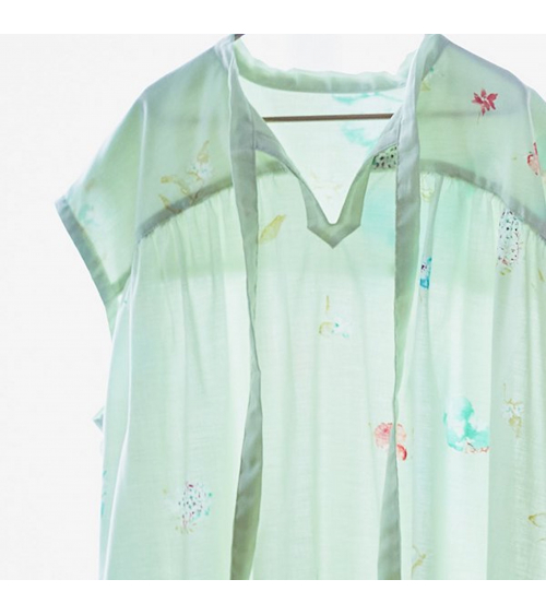 'New Morning' cotton-silk NANI IRO fabric in pale green