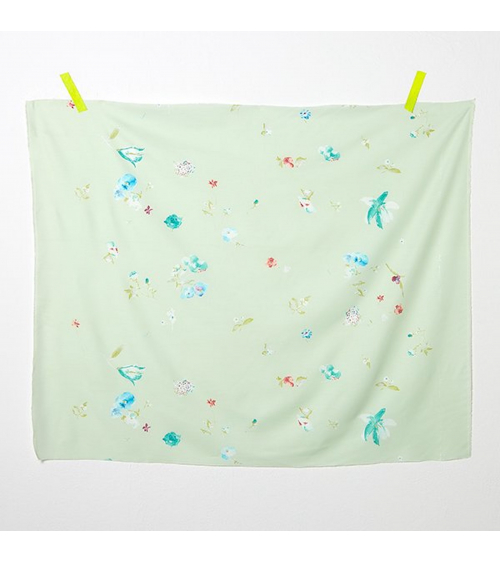 'New Morning' cotton-silk NANI IRO fabric in pale green