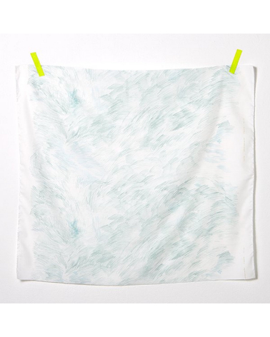 Tela "Good sign" de NANI IRO en blanco y verde agua