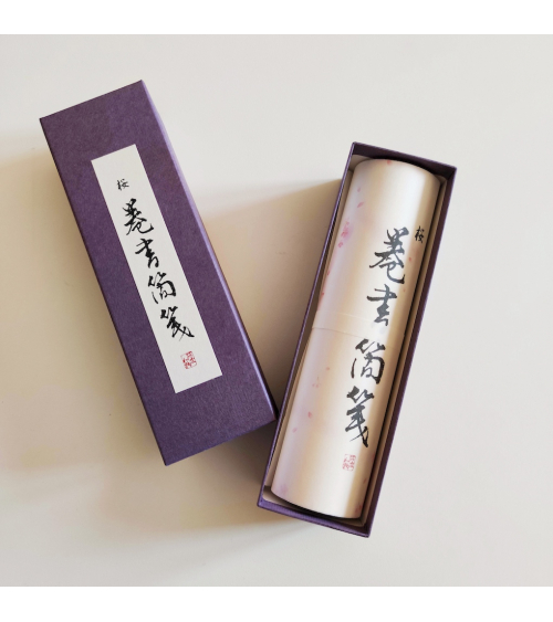 AWAGAMI gift box with washi paper scroll "Sakura".
