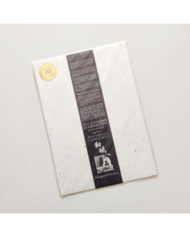 Papel Japonés washi AWAGAMI con chispitas doradas. 10 hojas.