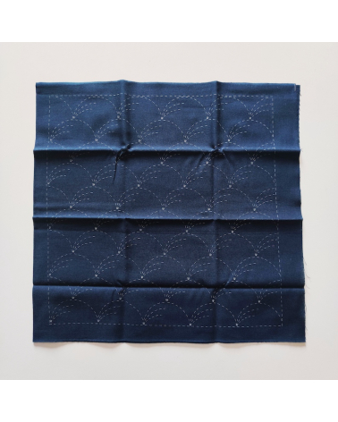 Hana Fukin "Seigaiha". Preprinted cloth with instructions for Sashiko.