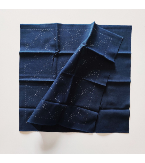 Hana Fukin "Seigaiha". Preprinted cloth with instructions for Sashiko.