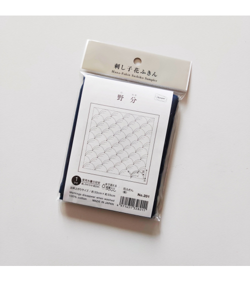 Hana Fukin "Seigaiha". Preprinted cloth with instructions for Sashiko.