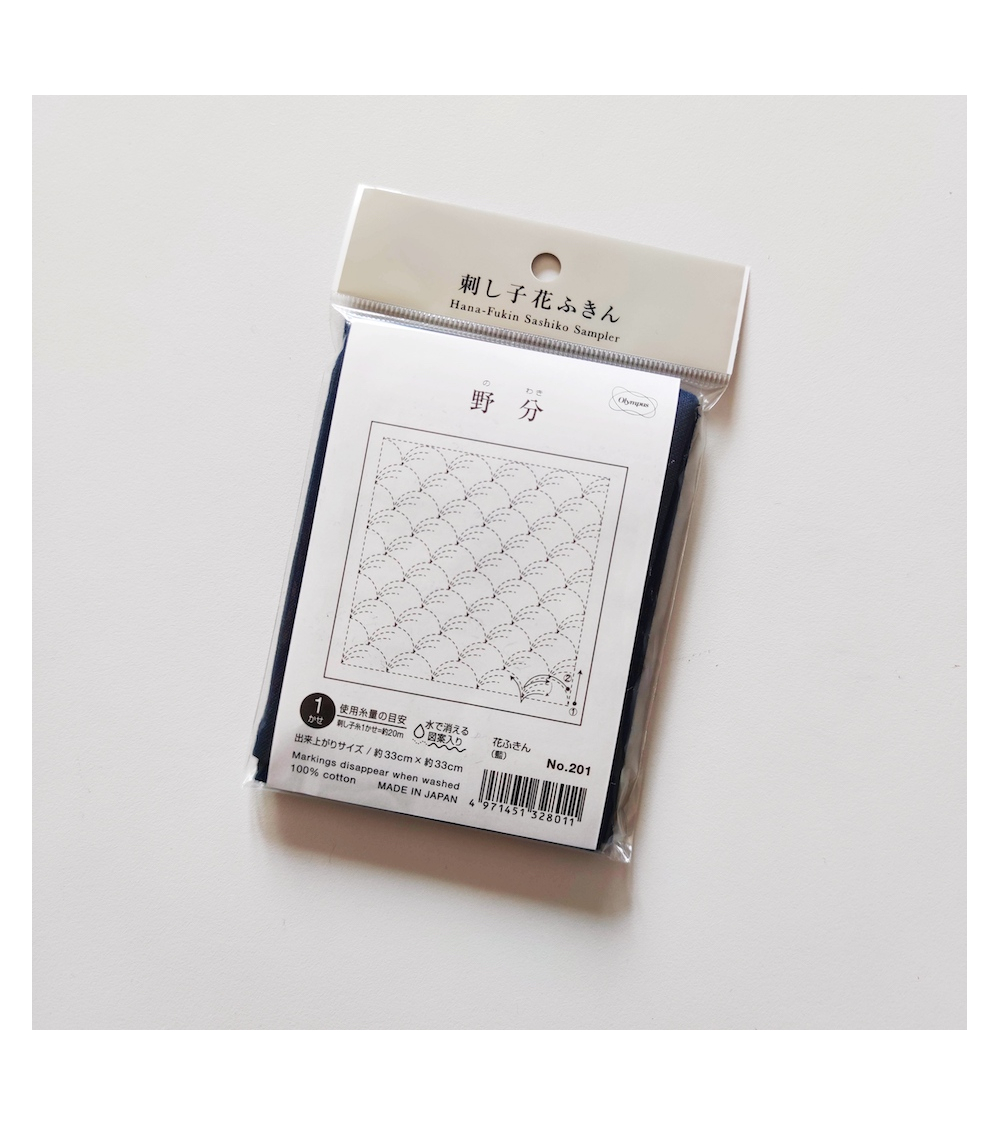 Hana Fukin "Seigaiha". Preprinted cloth with instructions for Sashiko.
