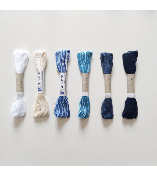Sashiko (Japanese embroidery) thread 20m. Traditional and blue colors.