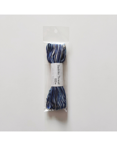 Hilo de sashiko (bordado japonés) 100m. Degradado azules.