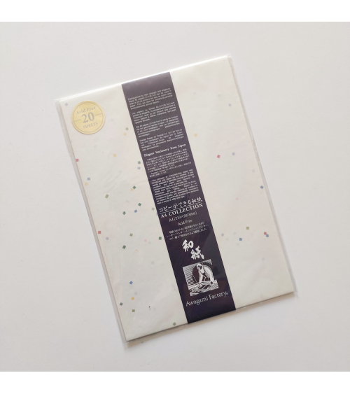 Papel Japonés washi AWAGAMI "Tanabata" con confetti de colores. 20 h.
