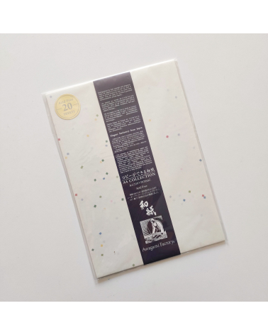 Papel Japonés washi AWAGAMI "Tanabata" con confetti de colores. 20 h.