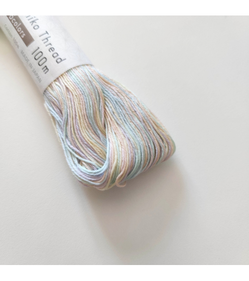 Hilo de sashiko (bordado japonés) 100m. Degradado pastel 6 colores.