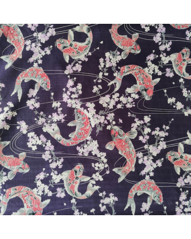 Tela de dobby japonés "Koi to sakura" violeta.