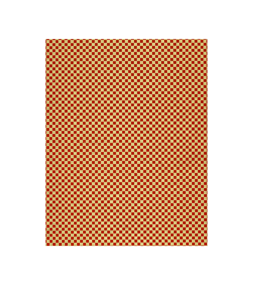 Papel Chiyogami en damero rojo y dorado.