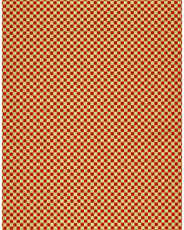 Papel Chiyogami en damero rojo y dorado.
