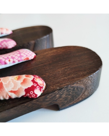Sandalias japonesas geta "Shibori" en rosa y rojo. 25cm.