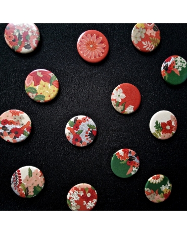 Kumiko" handbag mirror, approx. 6cm, made of vintage kimono silk.